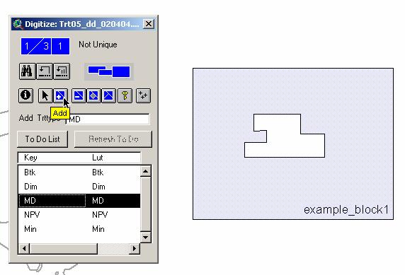 Filling Holes in Polygons 1. Select the grid or treatment type of the polygon you wish to edit from the Digitizing Window. 2. Click the Add button on the Digitizing Window. 3.