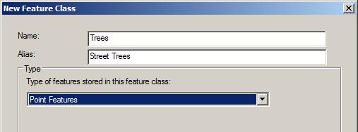 Create new feature class In Catalog Navigate to desired location Create new