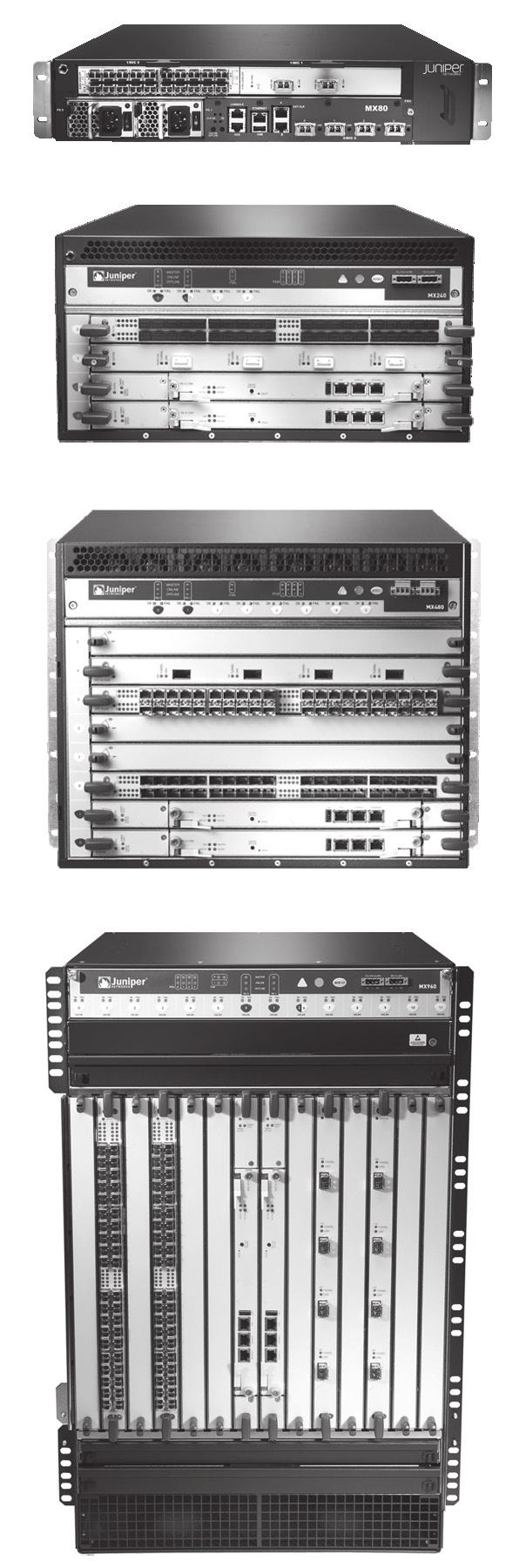 MX Series 3D Universal Edge Routers MX80 MX240 The Juniper Networks MX Series 3D routers is a family of high-performance Ethernet services routers, providing unmatched flexibility and reliability to