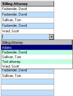 102 Chapter 6 To attach a child row to a parent row from a dropdown: 1. Click the cell in the dropdown column of the desired child row. A down arrow will now appear on the right side of the cell. 2.