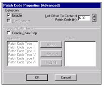 Working with Scanner Rules 173 Patch Code Advanced Selecting Patch Code Advanced on the Image Processing submenu will bring up the window shown below.