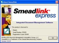 Opening a Smeadlink Program 35 Viewing Version and Registration Information The second section of the Smeadlink Help menu allows you to view the version and registration information for your