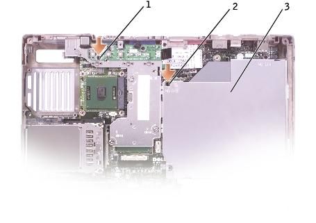 System Board: Dell Latitude D500 Service Manual 1 M2.5 x 4-mm screw 2 M2.