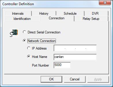 The reader definition dialog at right is displayed. Enter the address of the new control panel that was connected to the Canlan and give it a name.