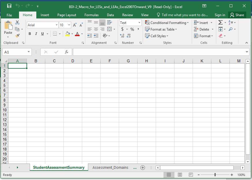 3. At the bottom of the macro excel spreadsheet, there will be three tabs: Student and Assessment Summary, Assessment Domains, and Run Macro. 4.