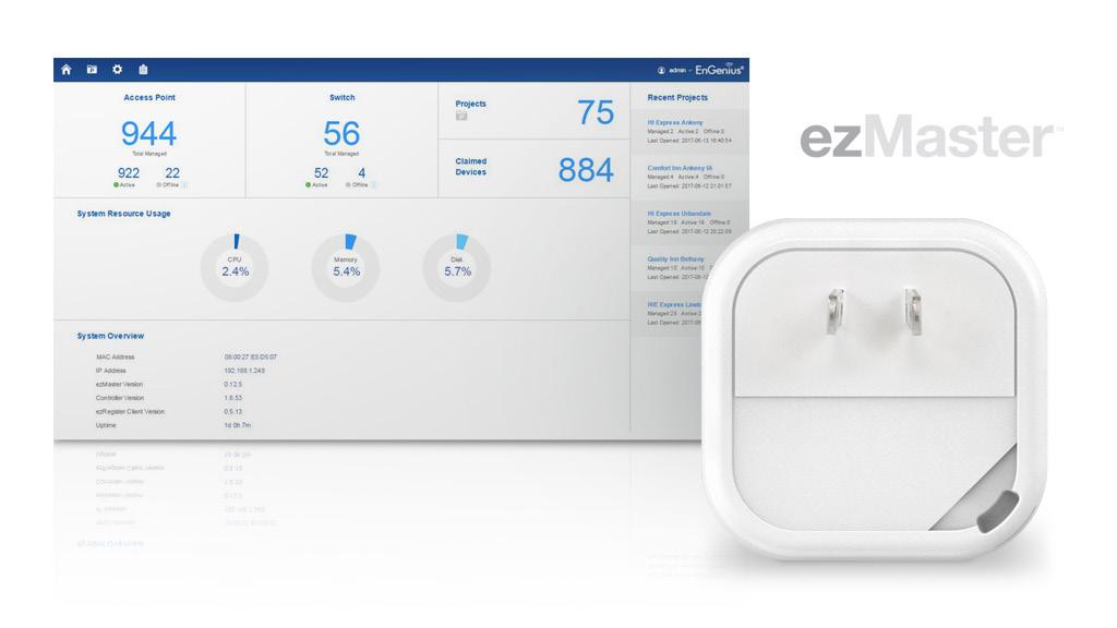 ezmaster Network Management Software EnGenius ezmaster Software s simple, intuitive Webbased interface allows flexible access point monitoring locally or remotely.