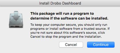 The Install Drobo Dashboard page will appear.