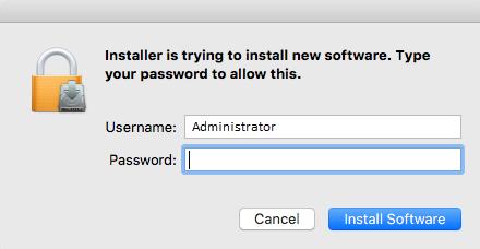 Enter the password and click Install