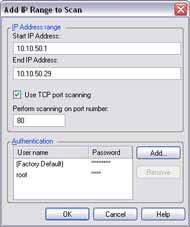 Management Client: System Administration NetEVS 3.1 User Manual Example: IP address range and additional user name and password defined When ready, click OK to return to the wizard.