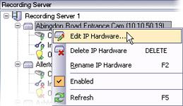 Management Client: System Administration NetEVS 3.1 User Manual Managing Added Hardware For each recording server on your system, you have several options for managing added IP hardware.