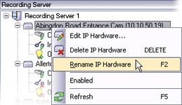licensing or performance purposes, do the following: 1. Under the required recording server in the overview pane, and right-click the required hardware unit. 2.