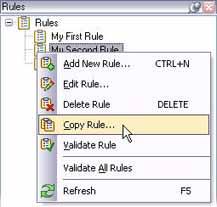 Copying a Rule The Management Client conveniently lets you copy and re-use the content of rules. This way you can avoid having to create near-identical rules from scratch. 1.