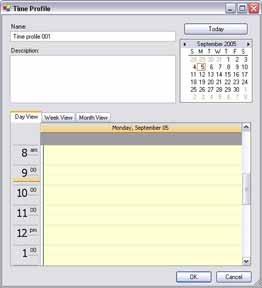 This will open the Time Profile window: Time and date format may be different on your system 2. In the Time Profile window, type a name for the new time profile in the Name field.