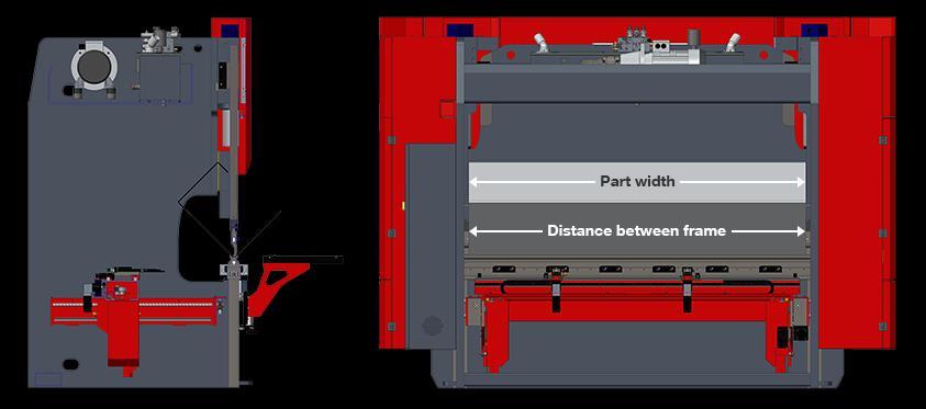 WIDE FRAME STANCE JMT press brakes can easily accommodate parts with deep