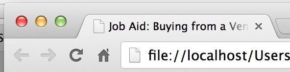 Save the file as index.html within the jobaid folder Section 2: Writing the Job Aid Document 1. The index.html file will include the job aid information. Let s give a title to the web page.