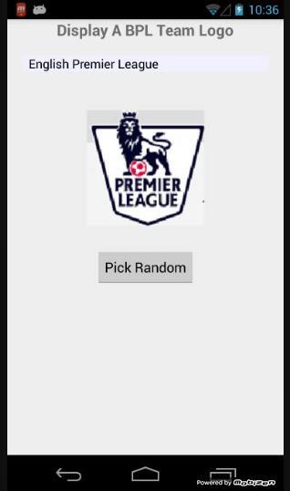 Example - Display Random Image App to display crests of British Premier League Football teams Allow user to