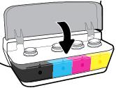 Store the bottle in an upright position in a cool and dry location. 5. Close the ink tank cap securely. 6. Repeat steps 2 to 5 to refill other ink tanks. 7. Close the ink tank lid.