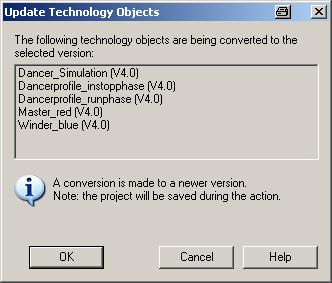 1. The successful update will be displayed. Confirm with OK. 2. Click OK to confirm the Select Technology Packages dialog window.