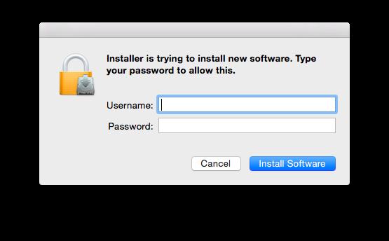 8. Click Install and enter the password for your Mac OS X administrator account when prompted. Click Install Software. Fig 8.