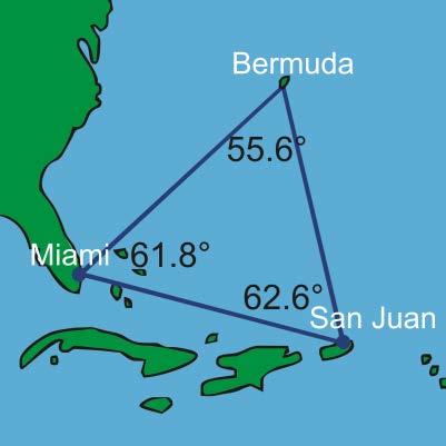 14 Know What? Revisited The Bermuda Triangle is an acute scalene triangle. The angle measures are in the picture to the right. Your measured angles should be within a degree or two of these measures.