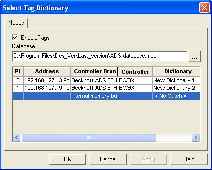 Designer software you can create data fields connected directly to any of the controller tags present in the dictionary.