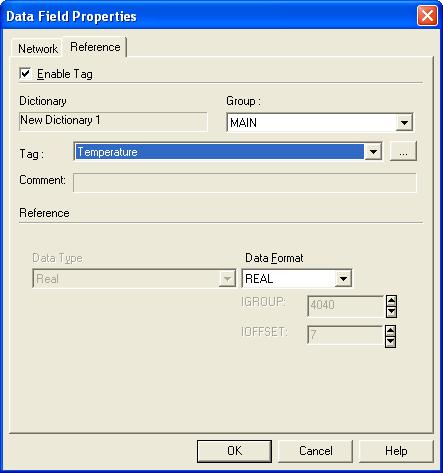 Figure 11 Figure 11 shows the Define field dialog box automatically filled by Designer after a tag item has been selected.