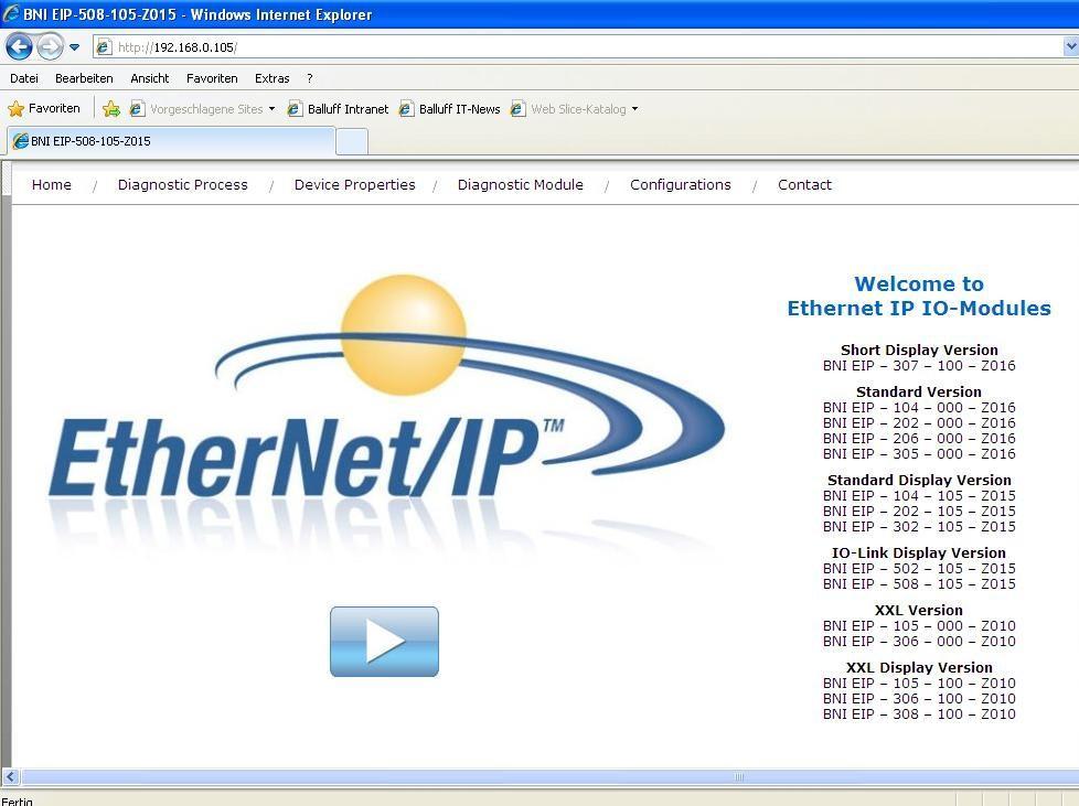 8 Webserver 8.1. General The BNI EIP module includes an internal webserver to get detailed information about the current state.