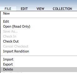To delete only the version selected in the Content pane, select