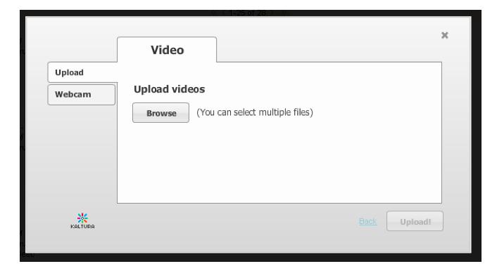 To upload a new video from your computer, click on the Browse button from the Upload tab. Browse your computer for the desired file and click on the Save button.