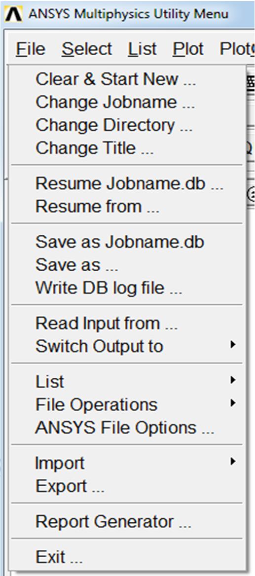Utility Menu: a) File: The file contains Clear & Start: To clear the database & Start a new job Resume from: To resume the previously stored job Save as: Save the database as filename.