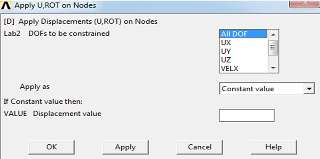 = 0, Z = 0 > Ok. 7. ANSYS Main Menu > Preprocessor > Modeling > Create > Elements > Auto Numbered > Thru Nodes > Pick node1 & node2 (with help of mouse) > Apply > Now Pick node2 & node3 > Ok.