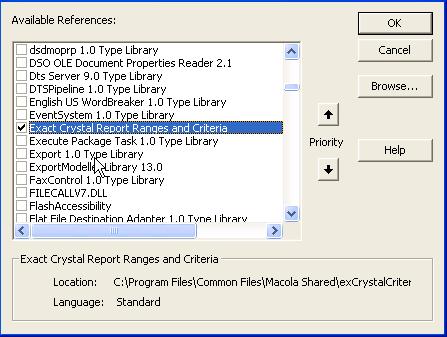 The following steps show the changes made to the ERS project files for the standard Progression Crystal Reports.