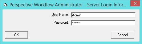 (The default User Name is Admin and the default Password is master.