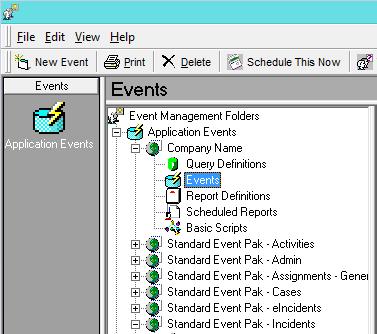 Event Configuration 5. Make a note of the query it is using. 6. Close the window. 7. Highlight the Event and CTRL + C. 8. Go to the application that you created earlier. 9.