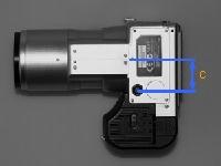 Use arrow button or to adjust the level of Camera Mounting Platform (3) by reading the Camera Level