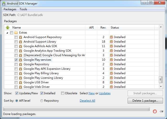 Select Windows Android SDK Manager from ADT. 2.