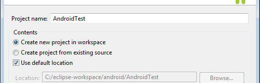 Making Your Own Android App: Setting Project Options New Android Project Settings Project Name