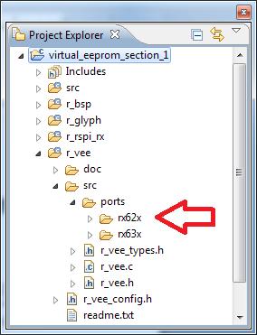 Step 1.21 Expand the r_vee >> src >> ports folder. Right click on the rx62x directory and click Delete. If an E2Studio window pops up, click OK to confirm the deletion.