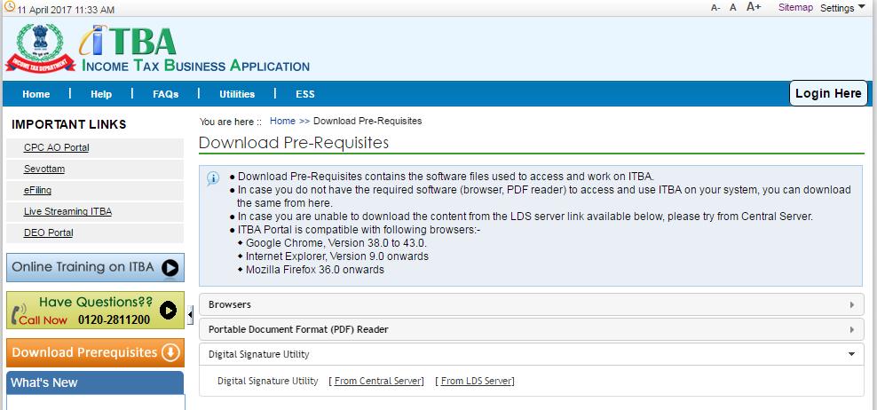 Screen 17: Download Digital Signature Utility from Portal 2.