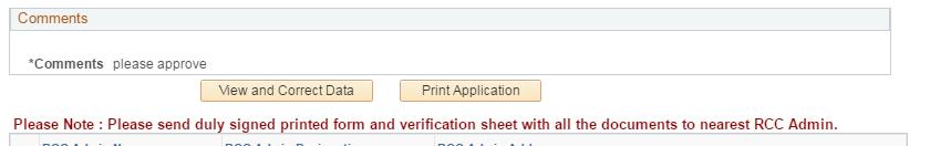 Screen 5: Print Application 14. The print application button will be displayed post successful submission of the application form. To proceed further, refer section 3.3 DSC Application Print.