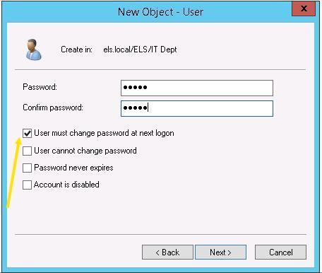 I enabled the change password at next login rule: Practical Network Defense Labs I