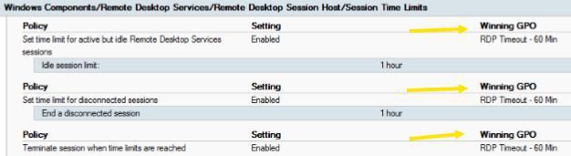 Also verify the RDP timeout settings. Task 3.