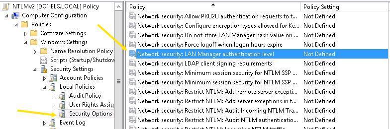 Task 1.1: NTLMv2 Create a policy that enforces NTLMv2 and rejects LM authentication.