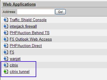 From an end user perspective, the links for Web Application Tunnel Favorites and the application Favorites configured through Portal access are slightly different, as seen in Figure 16.
