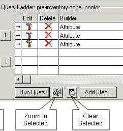 Run Query: Press this button to execute all steps in the query. Status of the steps will appear in the bottom left of the ArcMap window.