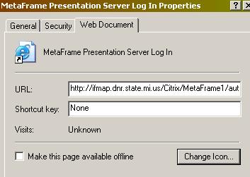 3. Right click on the shortcut and select properties. Make sure that the URL is as shown below: 4.