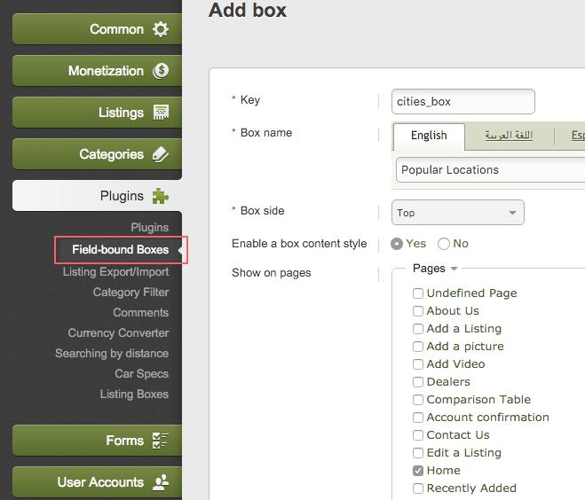 Field-bound Box Plugin If you plan to create boxes with links based on options of a required field, for instance add a box with cities that are options of the City field, then you may use our