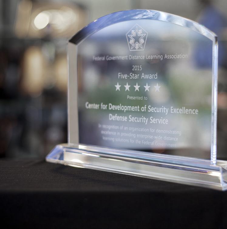AWARDS FEDERAL GOVERNMENT DISTANCE LEARNING ASSOCIATION FIVE-STAR AWARD CDSE received its second Federal Government Distance Learning