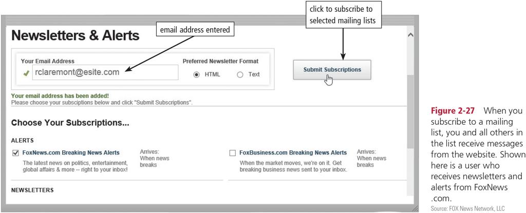 Other Internet Services (slide 3 of 8) An email list is a group of email