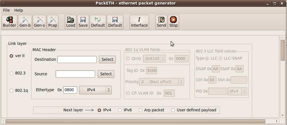 To deliver a RTP stream which can be interpreted and analyzed to extract useful parameters, we used a Linux GUI packet generator tool, specifically the packeth software [17].